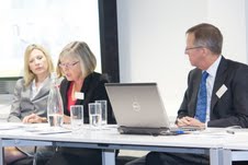 Speakers Hannah Gurga and Chris Parker with Professor Susan Nash, Chairman for the evening