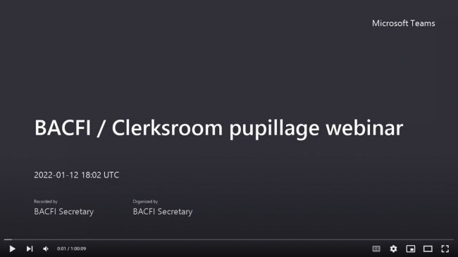 BACFI Clerksroom Pupillage Webinar